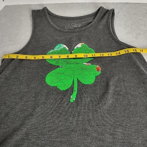 L.O.L. Vintage Clover Sequin Gray Tank Top Size XL - Picture 10 of 14